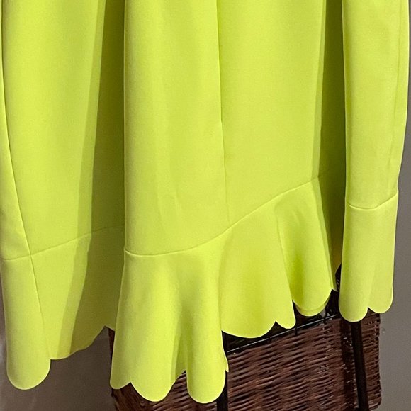 J. CREW Beautiful Chartreuse Sleeveless Sheath Dress with Scalloped Hem - Picture 5 of 9